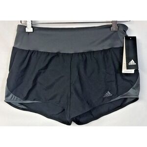 Adidas Womens Small 3" Run It Athletic Running Shorts Black Gray w/brief FL9017